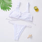 Women’s Swimwear – Summer Sexy White Bandage Ribbed Bikini 2-Piece Swimsuit