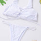Women’s Swimwear – Summer Sexy White Bandage Ribbed Bikini 2-Piece Swimsuit