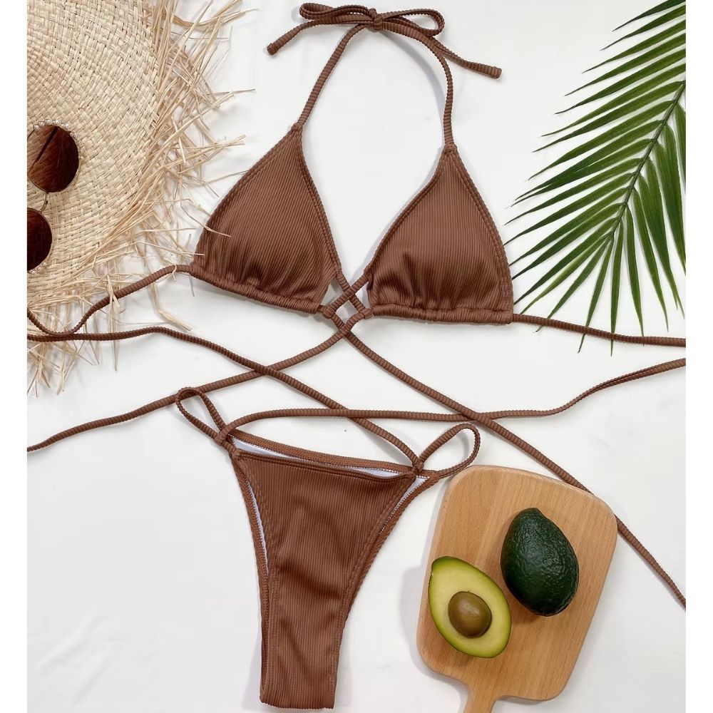Women’s Bandage Ribbed Bikini – Sexy Two Piece Swimsuit