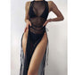 Sexy Women Mesh Swimwear – 3 Piece Bikini Set with High Leg Cut & Cover Up Dress