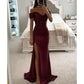 Elegant Sequined Slit Neck Maxi Evening Gown