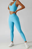 Ribbed Yoga Suit Women's Workout Gym Fitness Legging Sets - Activewear
