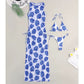 Sexy Women Mesh Swimwear – 3 Piece Bikini Set with High Leg Cut & Cover Up Dress