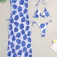 Sexy Women Mesh Swimwear – 3 Piece Bikini Set with High Leg Cut & Cover Up Dress