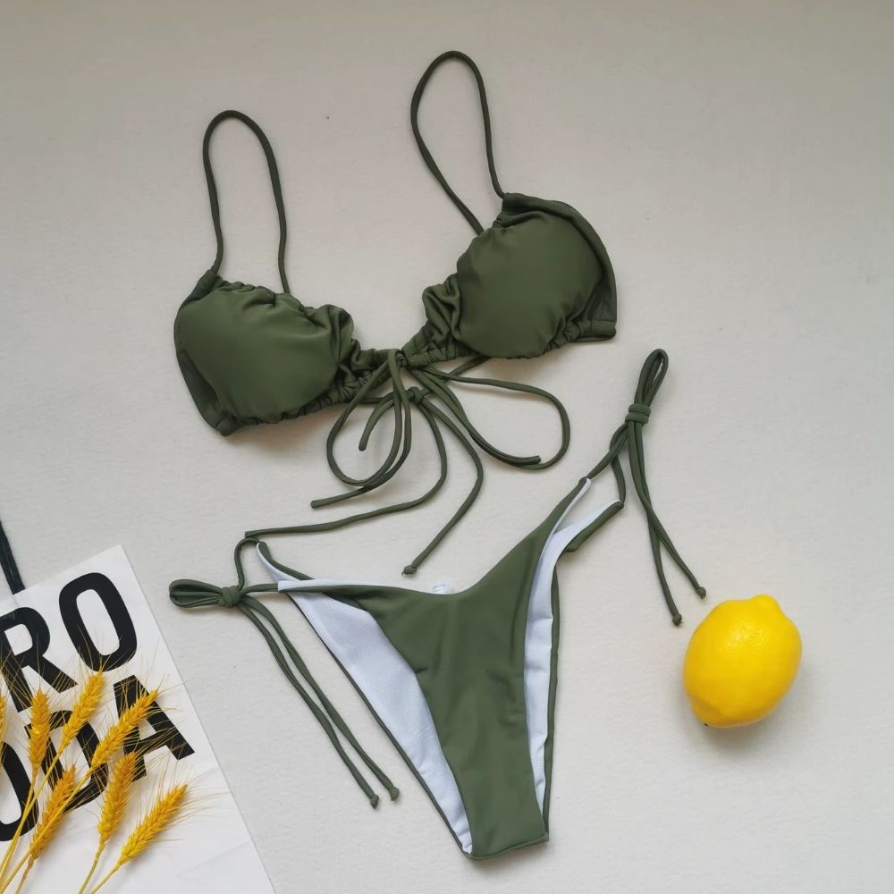 Summer Solid Color Swimwear – Sexy Micro Bikini for Women