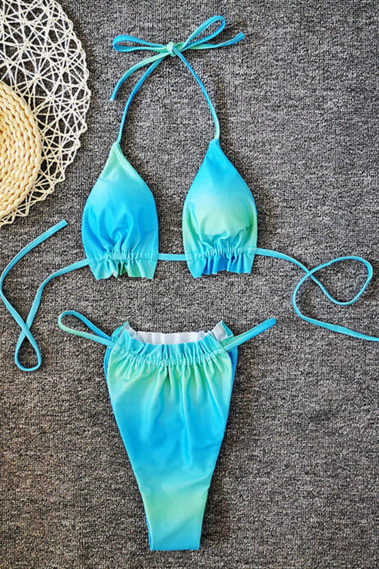 Women’s Swimwear – Ombre Blue String Sexy Micro Bikini Two Piece