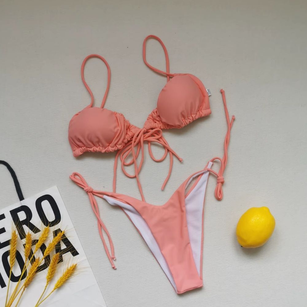 Summer Solid Color Swimwear – Sexy Micro Bikini for Women