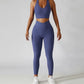 Ribbed Yoga Suit Women's Workout Gym Fitness Legging Sets - Activewear