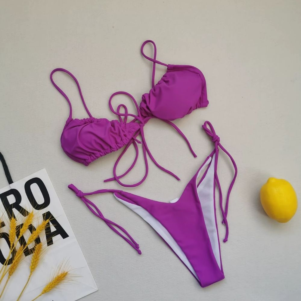 Summer Solid Color Swimwear – Sexy Micro Bikini for Women