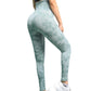 Women's High Waisted Seamless Camo Leggings, Green Camouflage Print, Sculpting Stretch Workout Yoga Pants