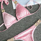 Pink Rhinestone Swimwear for Women – Velvet Bikini Set