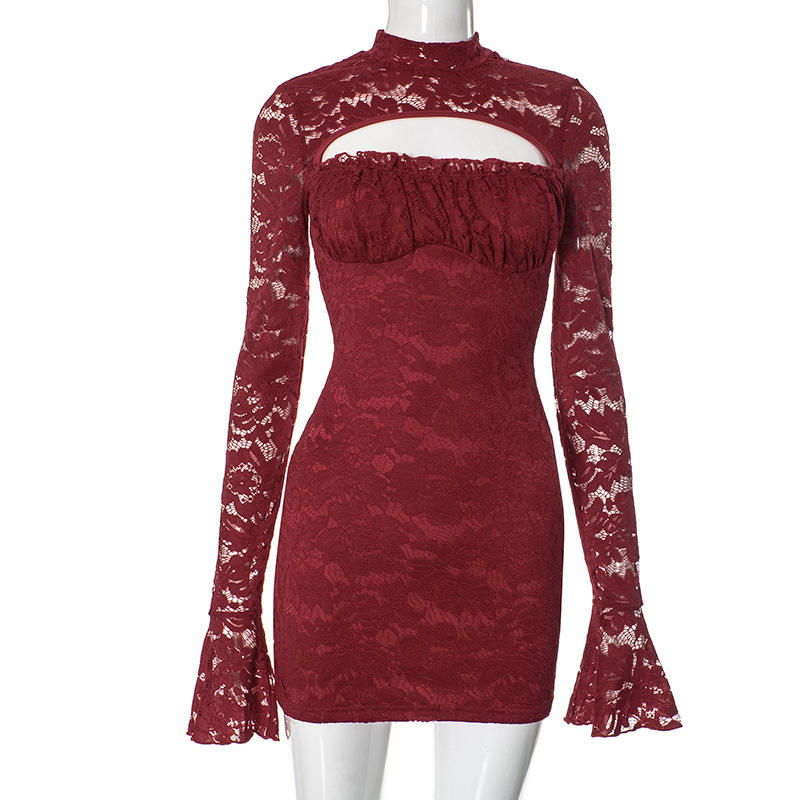 Women’s Sexy Lace Hollow Out Party Dress